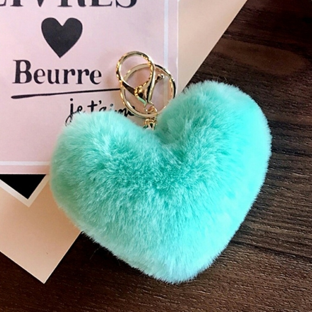 Love Heart PomPom Keychain